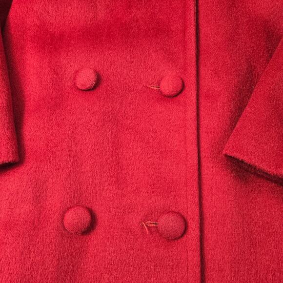 Vintage Jennifer Chase Wool Double Breasted Coat Union Label Red Holiday size 10 - Picture 6 of 16